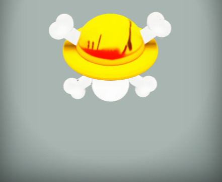 Realistic Onepiece Model - Skull with Strawhat and Crossbones 3D print model_2