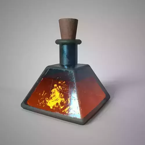 Fantasy Potion Bottle Fiery Orange Elixir Game Ready 3D Asset