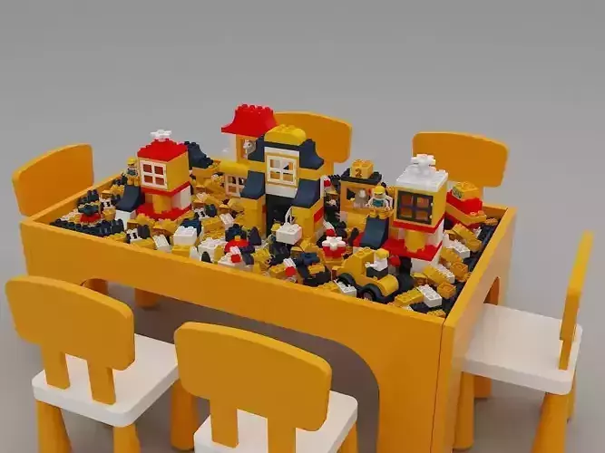 Building block toy table