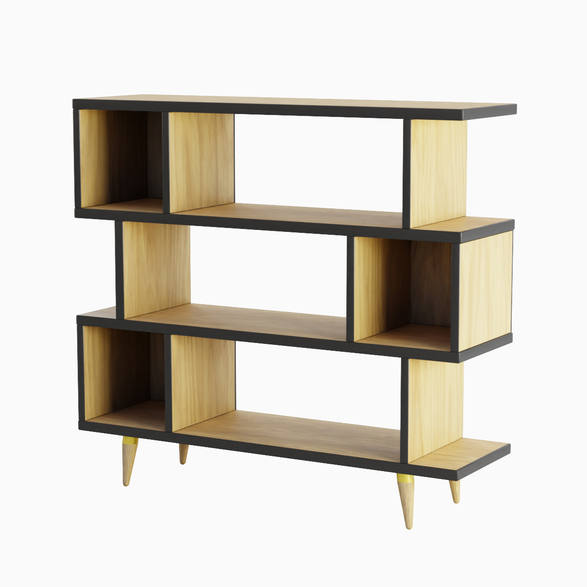 Modern Bookshelf Set  Low-poly 3D model_9