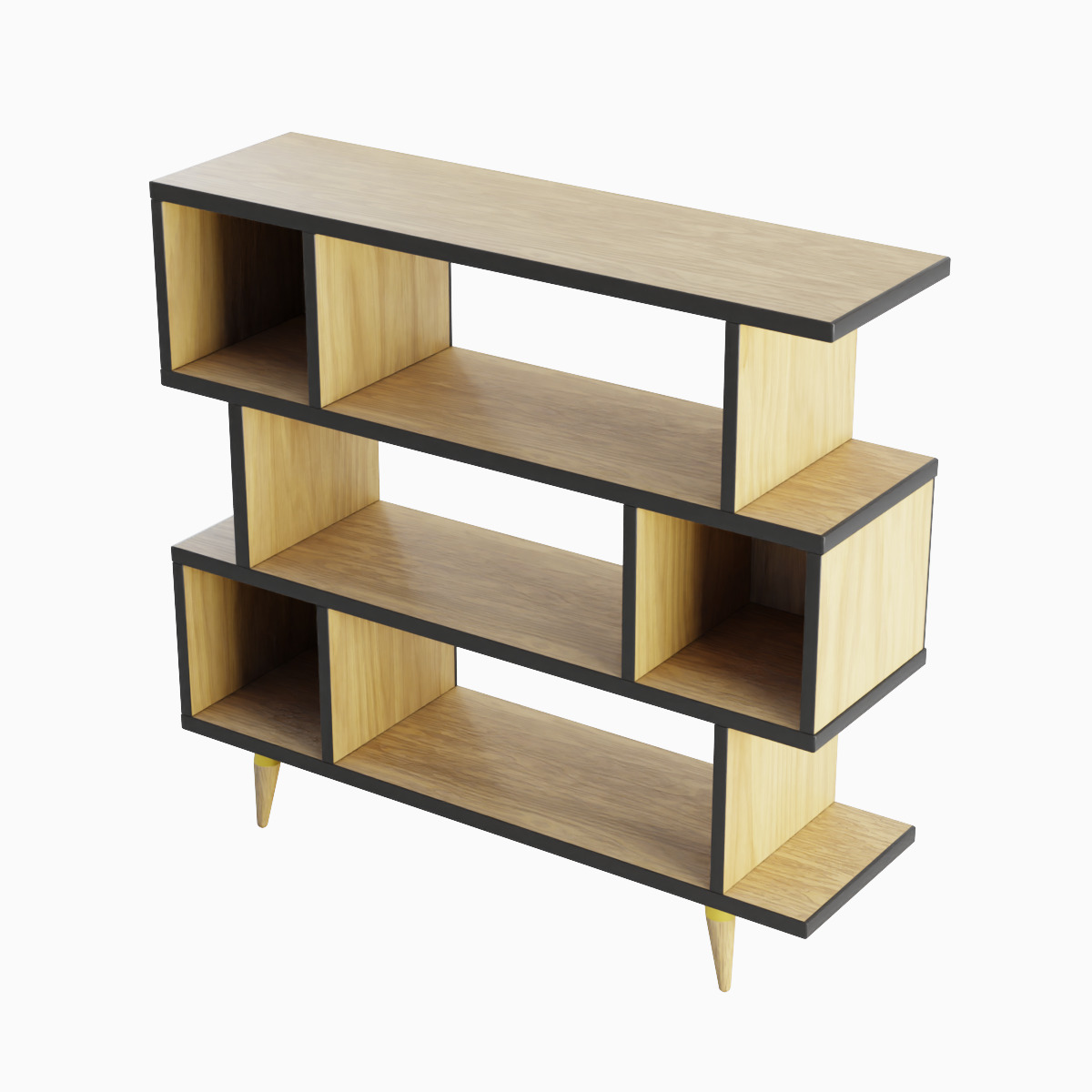 Modern Bookshelf Set  Low-poly 3D model_12