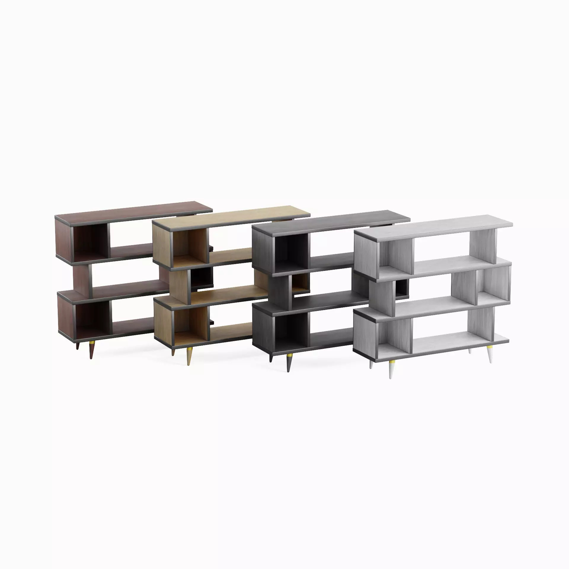 Modern Bookshelf Set  Low-poly 3D model_0