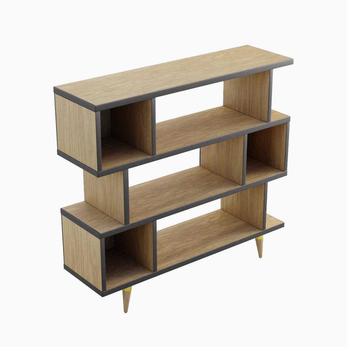 Modern Bookshelf Set  Low-poly 3D model_11