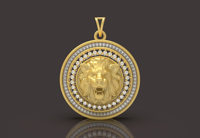 Lion Round Pendant - 0106  3D print model