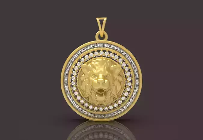 Lion Round Pendant - 0106 