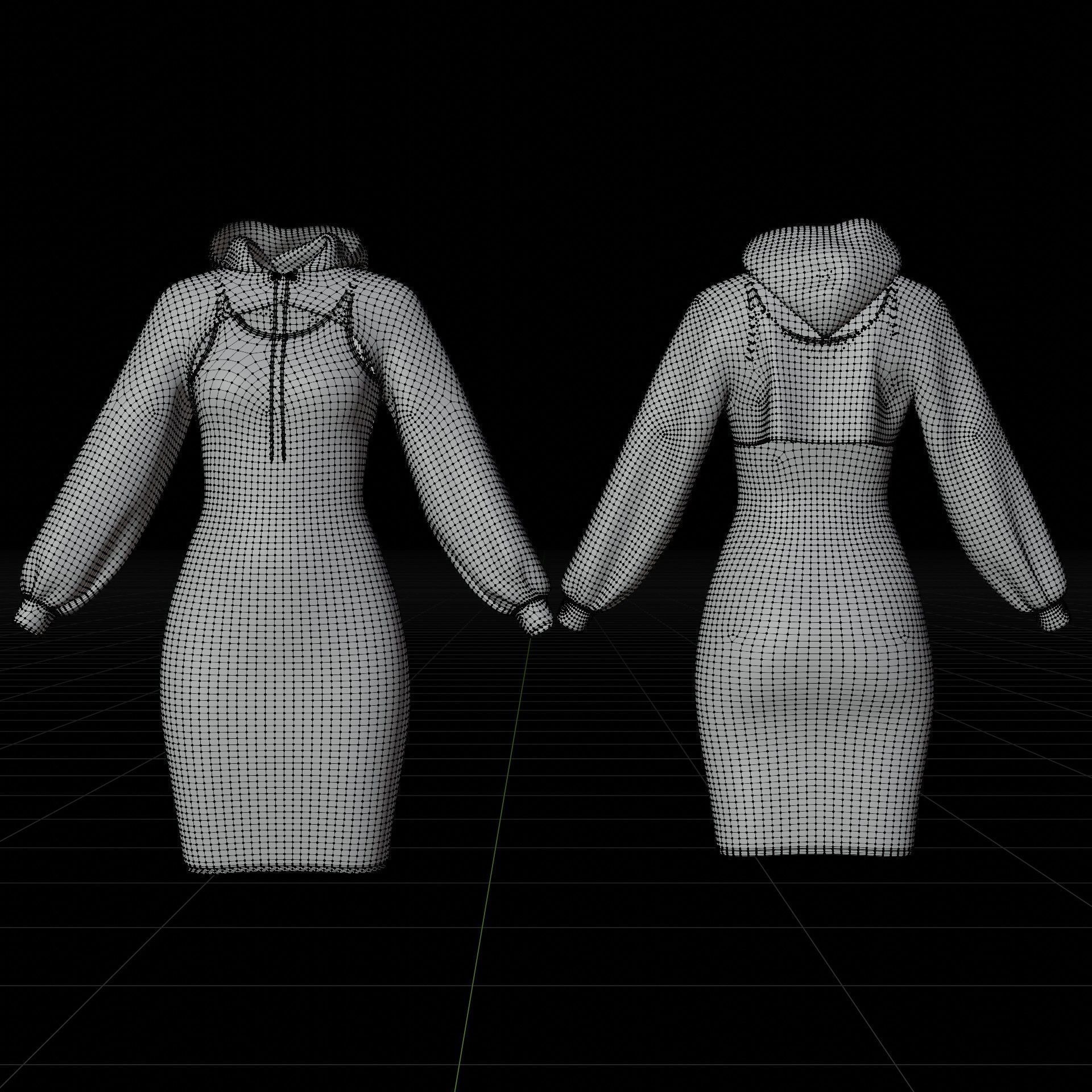 Stylish Women Clothing set- Crop Hoodie Tracksuit Fitness Outfit 3D Model Collection_25