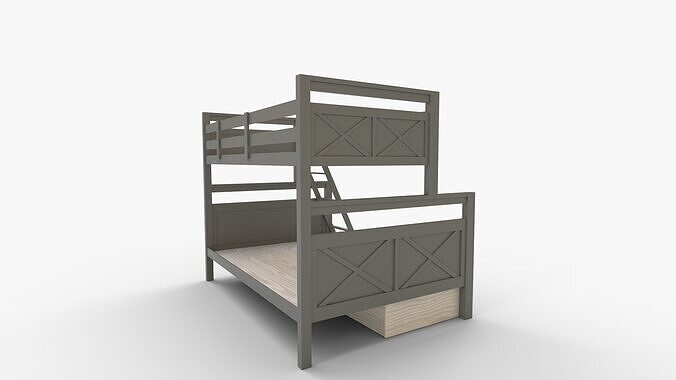 Merax Twin Over Full Bunk Bed with Drawers 3D model 3