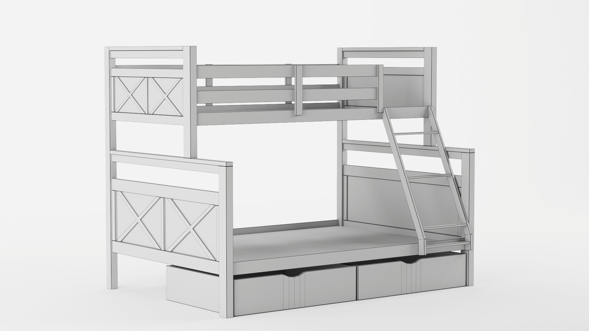 Merax Twin Over Full Bunk Bed with Drawers 3D model_10
