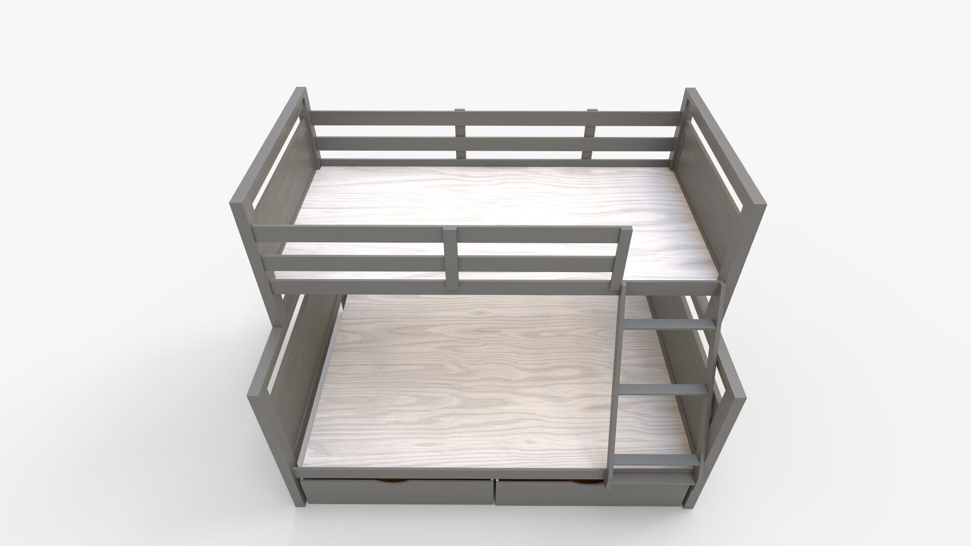 Merax Twin Over Full Bunk Bed with Drawers 3D model_7