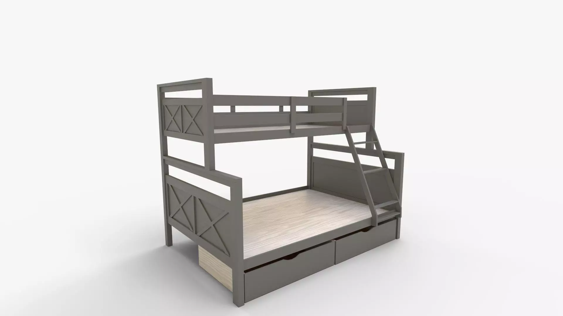 Merax Twin Over Full Bunk Bed with Drawers 3D model_0