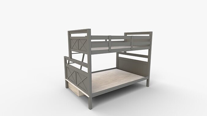 Merax Twin Over Full Bunk Bed with Drawers 3D model 5