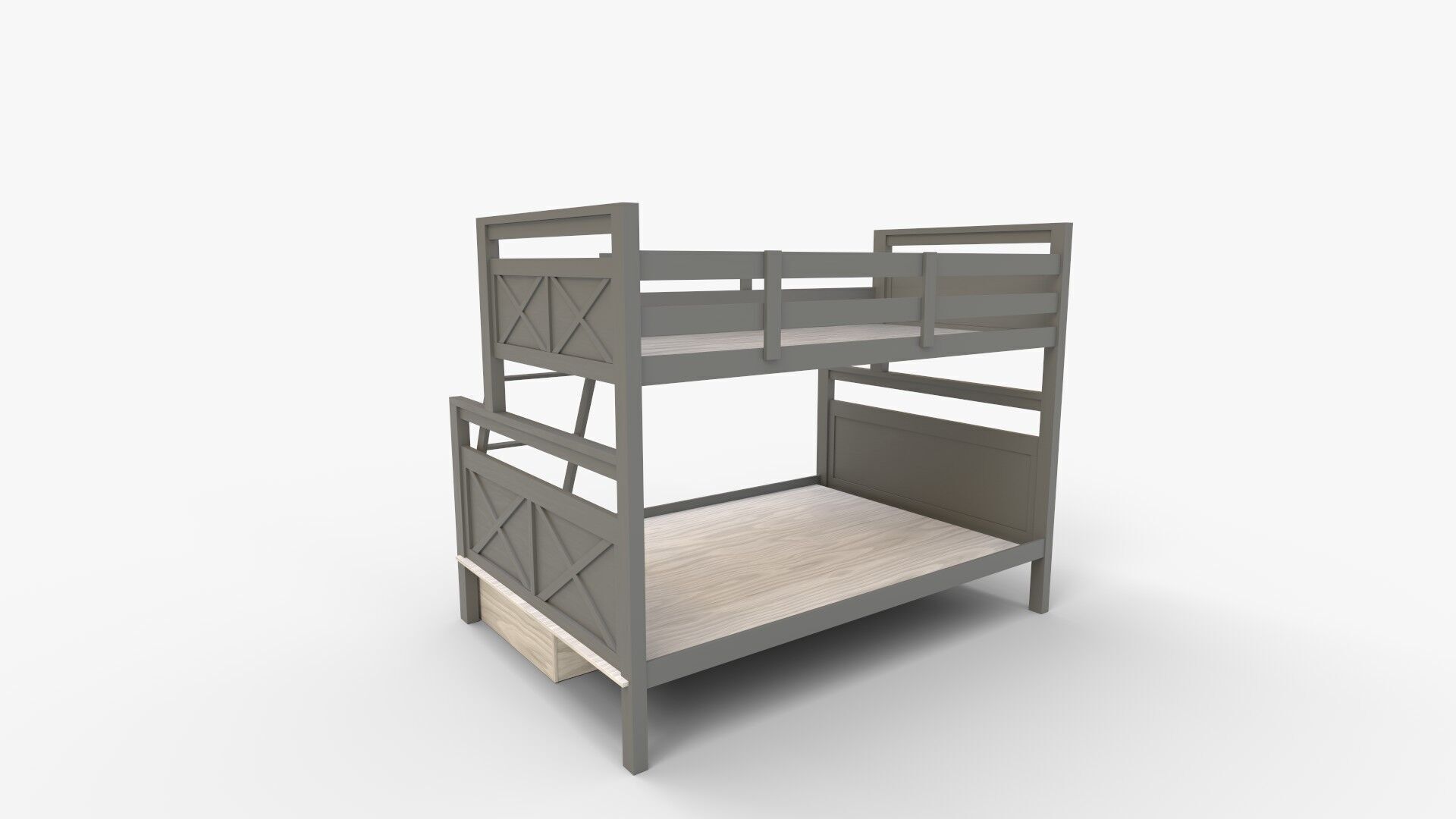 Merax Twin Over Full Bunk Bed with Drawers 3D model_4