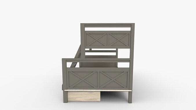 Merax Twin Over Full Bunk Bed with Drawers 3D model 6
