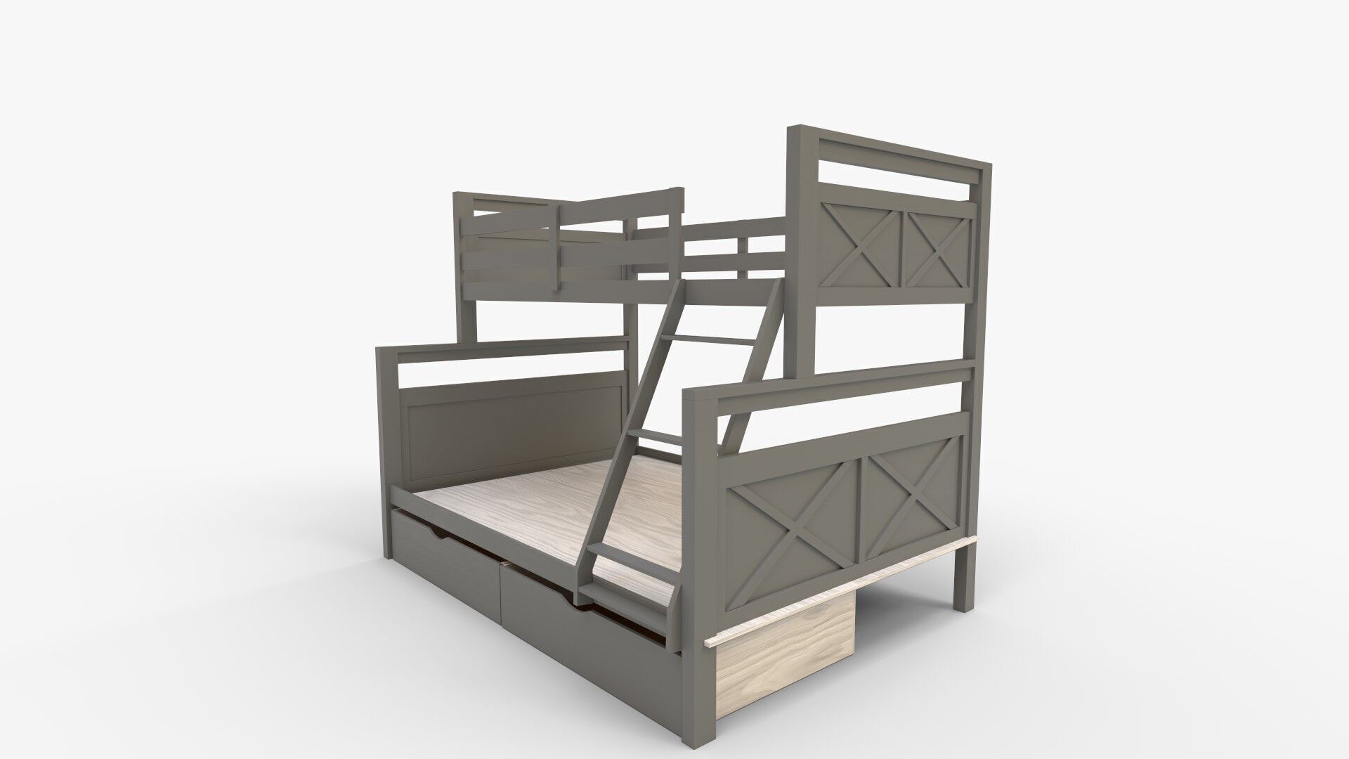 Merax Twin Over Full Bunk Bed with Drawers 3D model_6
