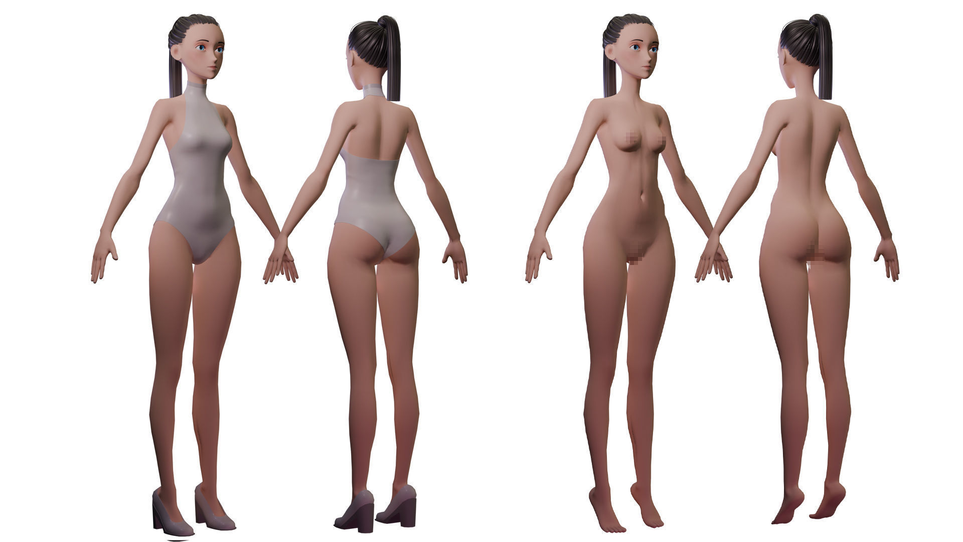Stylized Girl Basemesh  3D Model Collection_7