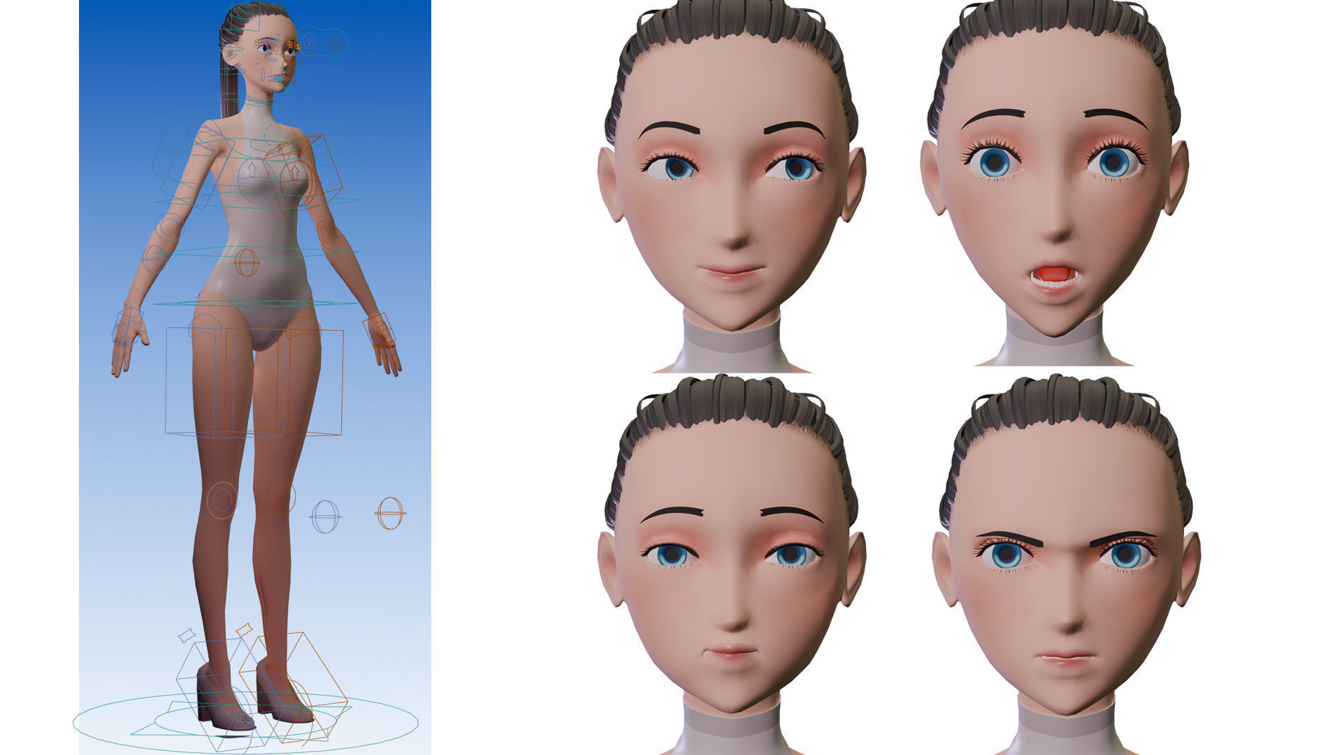 Stylized Girl Basemesh  3D Model Collection_10