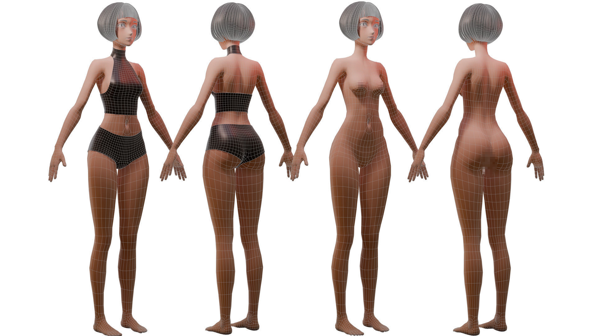 Stylized Girl Basemesh  3D Model Collection_4