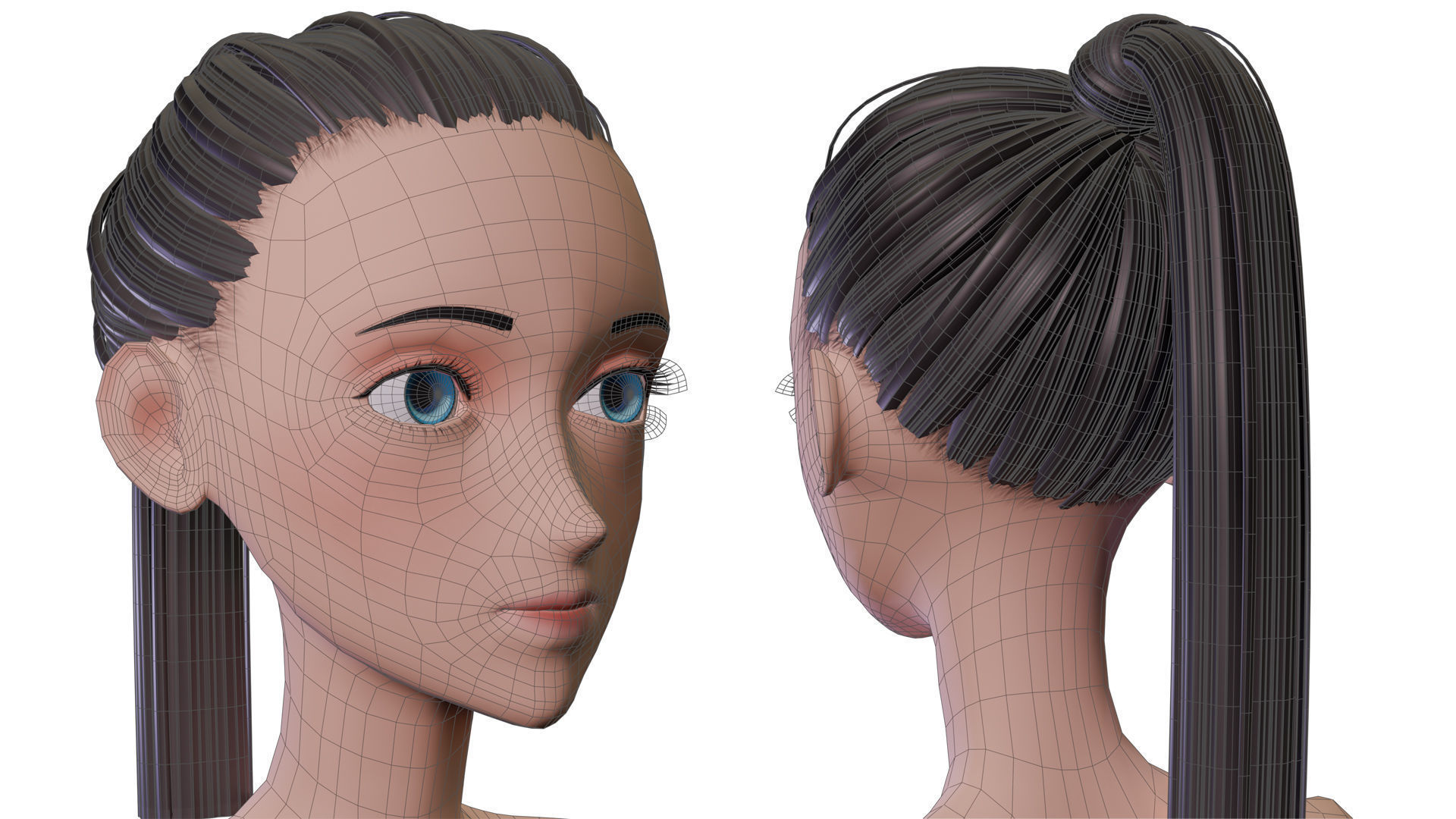 Stylized Girl Basemesh  3D Model Collection_9