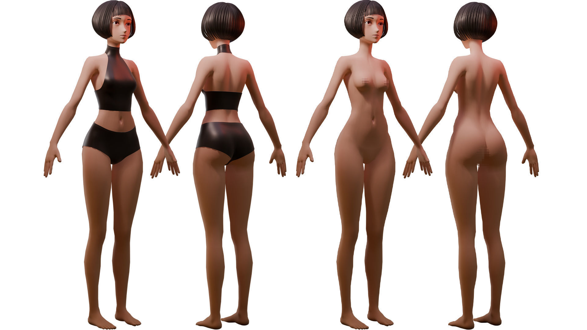 Stylized Girl Basemesh  3D Model Collection_3