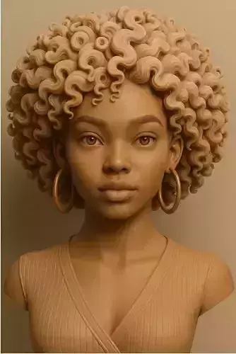 Beautiful Curly-Haired Girl