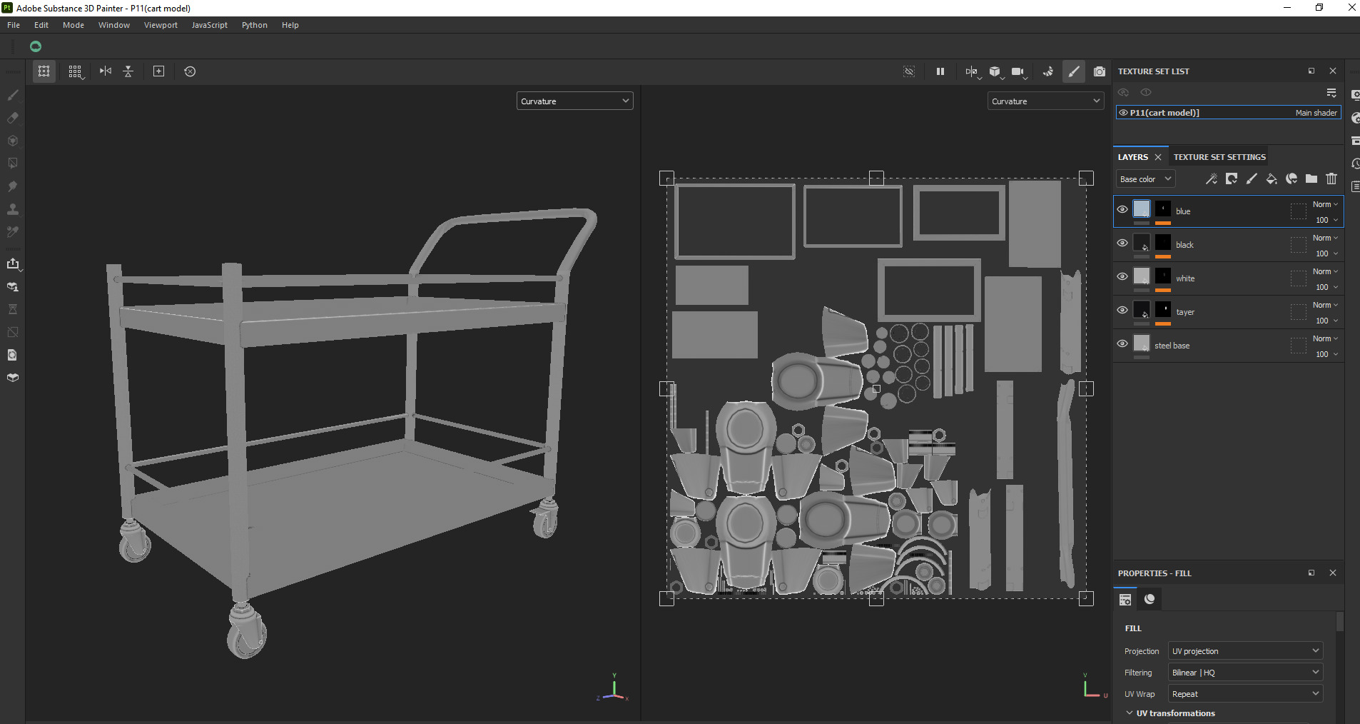 Stainless Steel Serving and Medical Utility Trolley Low-poly 3D model_19
