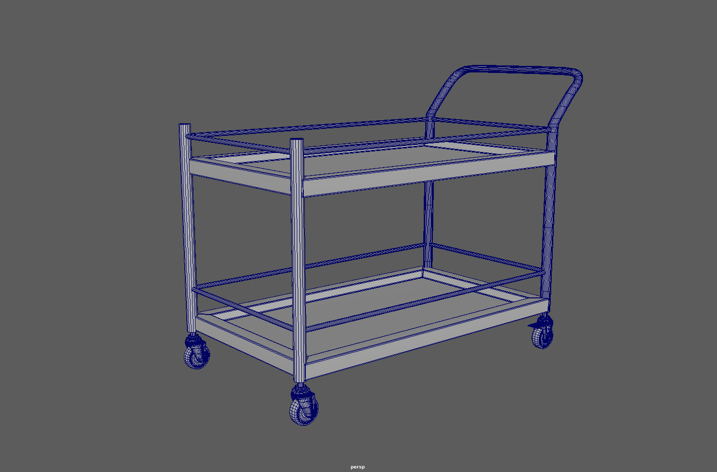 Stainless Steel Serving and Medical Utility Trolley Low-poly 3D model_7