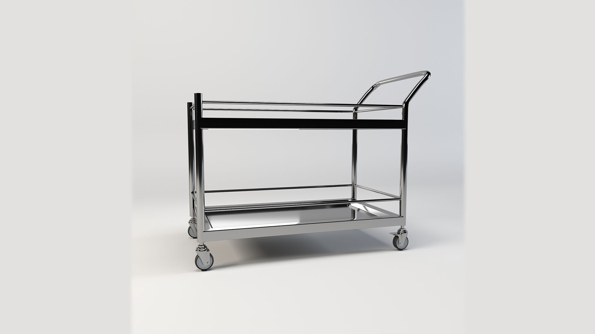 Stainless Steel Serving and Medical Utility Trolley Low-poly 3D model_4
