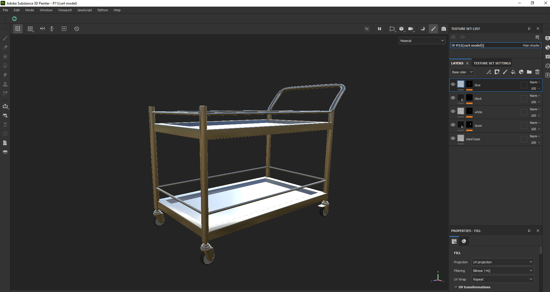 Stainless Steel Serving and Medical Utility Trolley Low-poly 3D model_20