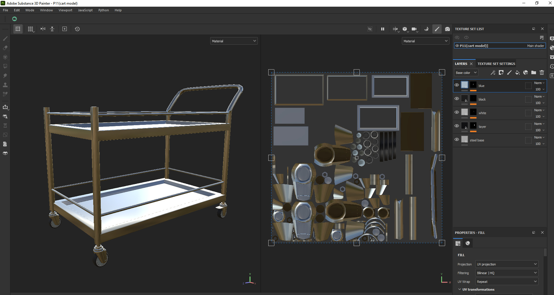 Stainless Steel Serving and Medical Utility Trolley Low-poly 3D model_28