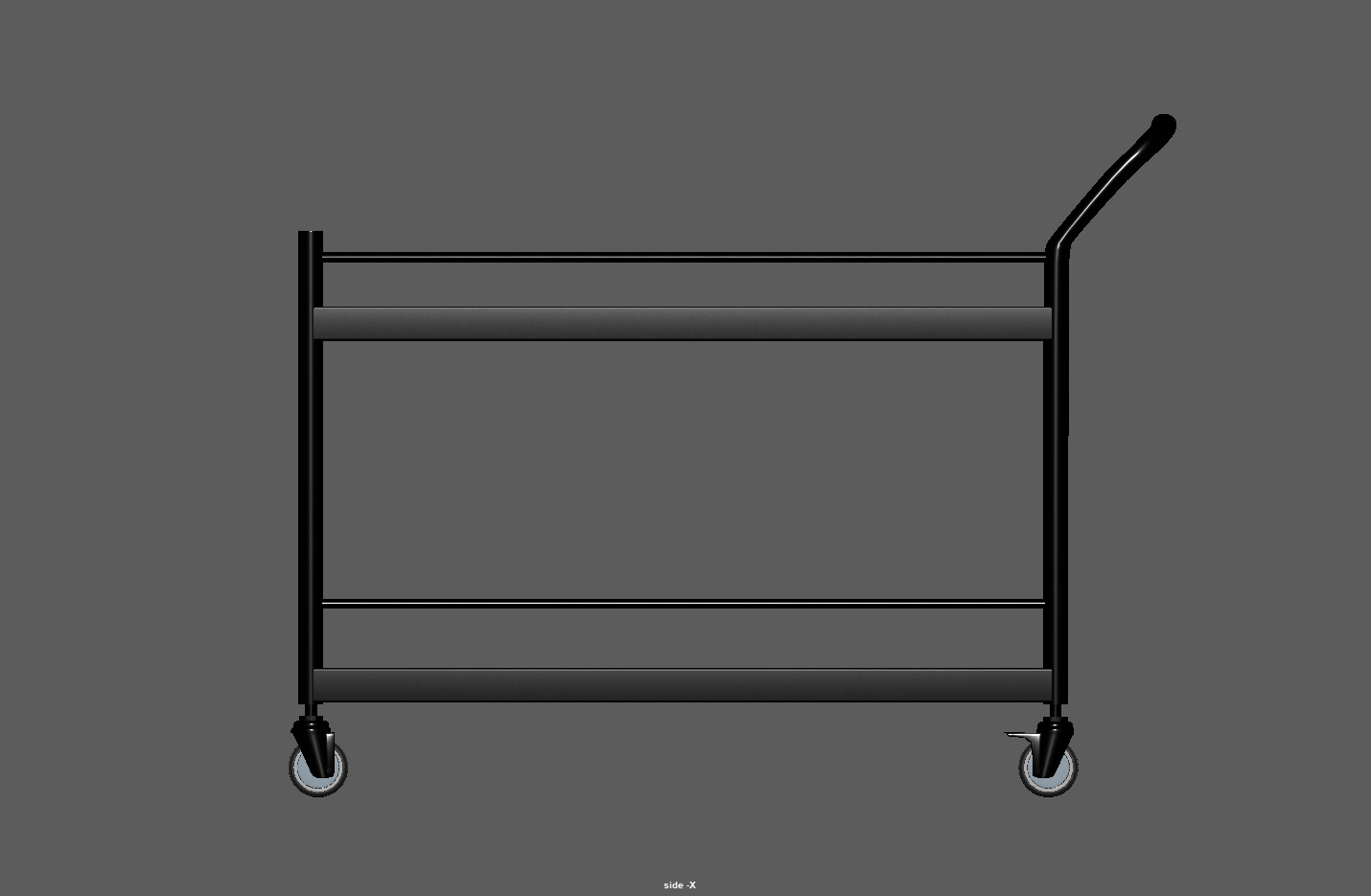Stainless Steel Serving and Medical Utility Trolley Low-poly 3D model_15