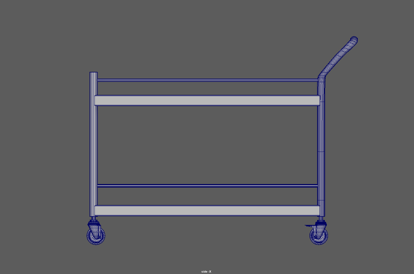 Stainless Steel Serving and Medical Utility Trolley Low-poly 3D model_17