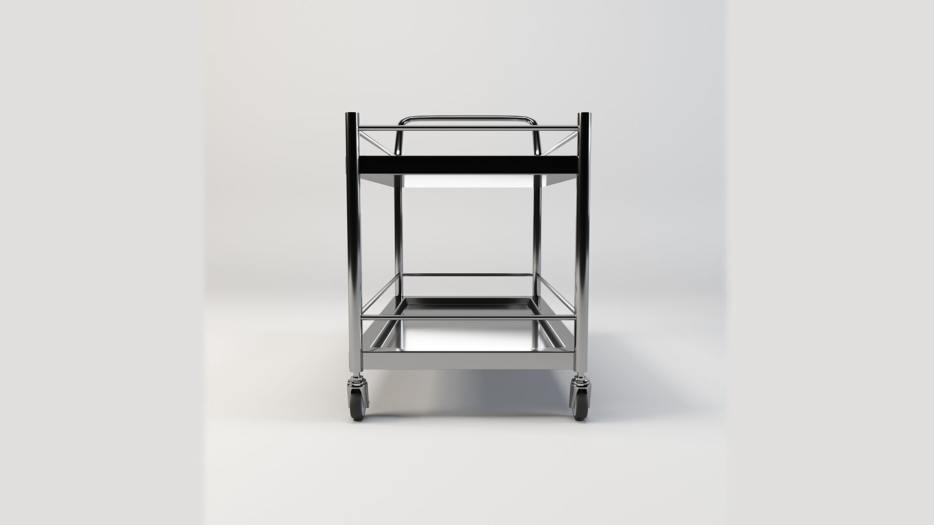Stainless Steel Serving and Medical Utility Trolley Low-poly 3D model_3
