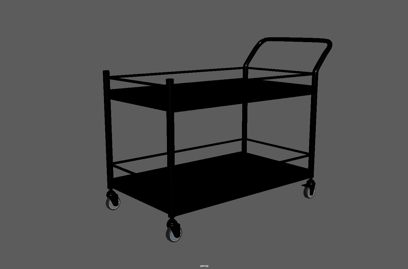 Stainless Steel Serving and Medical Utility Trolley Low-poly 3D model_6