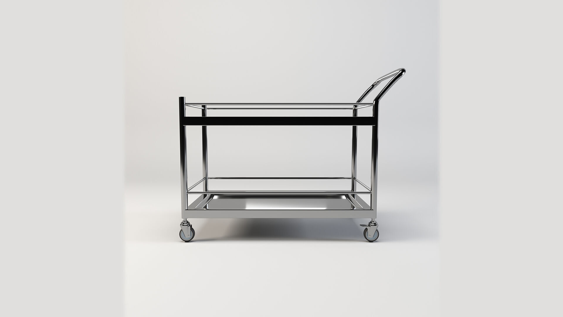Stainless Steel Serving and Medical Utility Trolley Low-poly 3D model_2