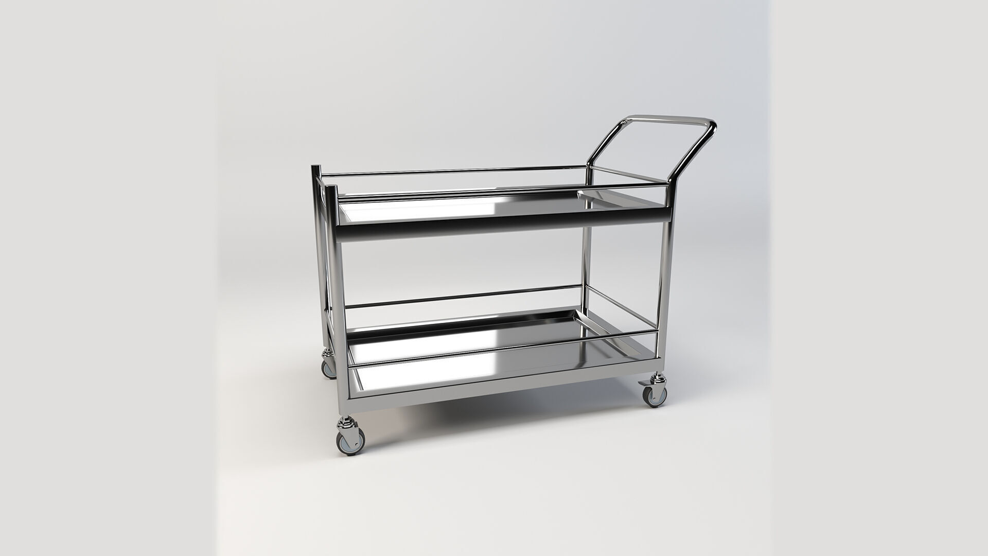 Stainless Steel Serving and Medical Utility Trolley Low-poly 3D model_5