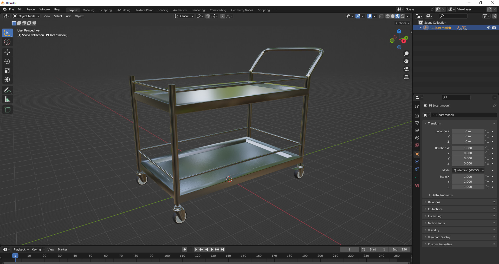 Stainless Steel Serving and Medical Utility Trolley Low-poly 3D model_18