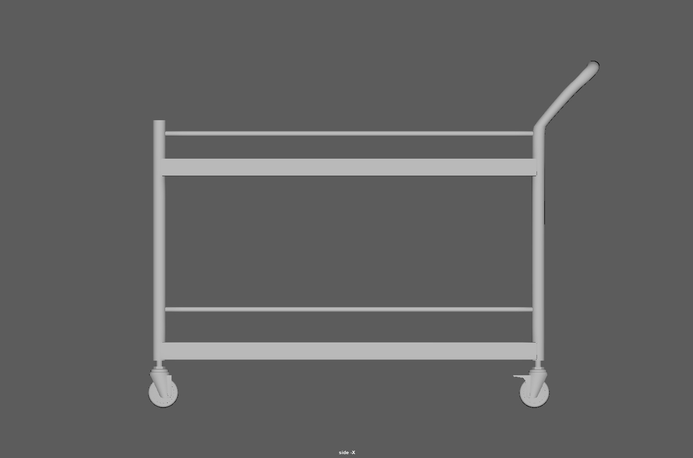 Stainless Steel Serving and Medical Utility Trolley Low-poly 3D model_16