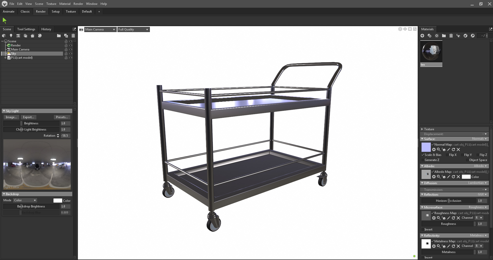 Stainless Steel Serving and Medical Utility Trolley Low-poly 3D model_29