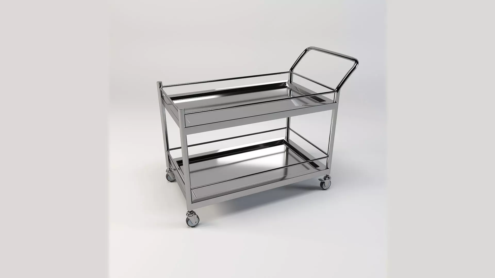 Stainless Steel Serving and Medical Utility Trolley Low-poly 3D model_0