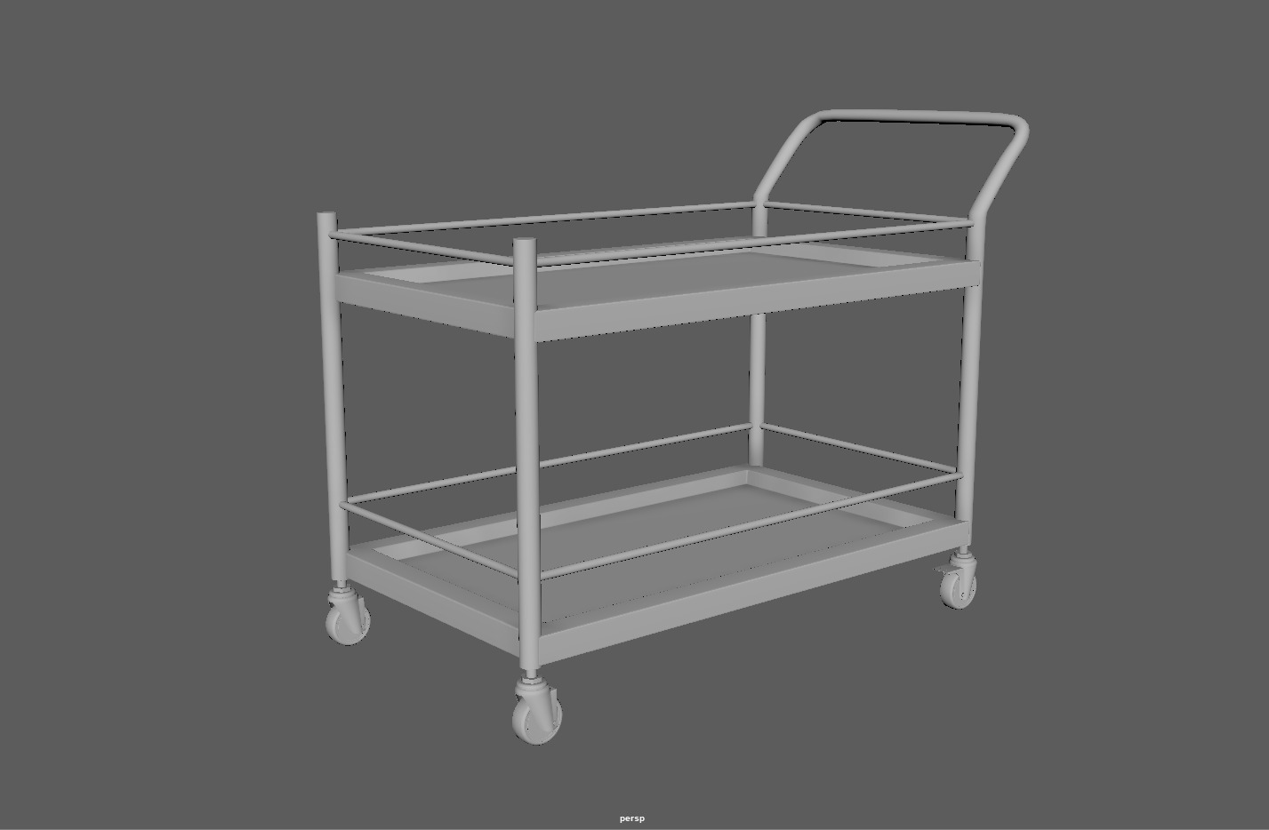 Stainless Steel Serving and Medical Utility Trolley Low-poly 3D model_8