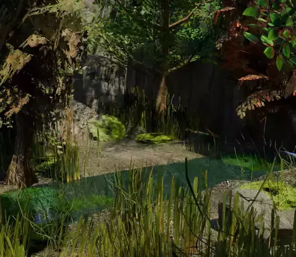 Game Ready Forest Map with LakesPonds and 4 Connected Sectors