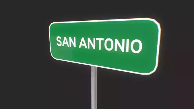 San Antonio City Road Sign 3D Model Low-poly 3D model