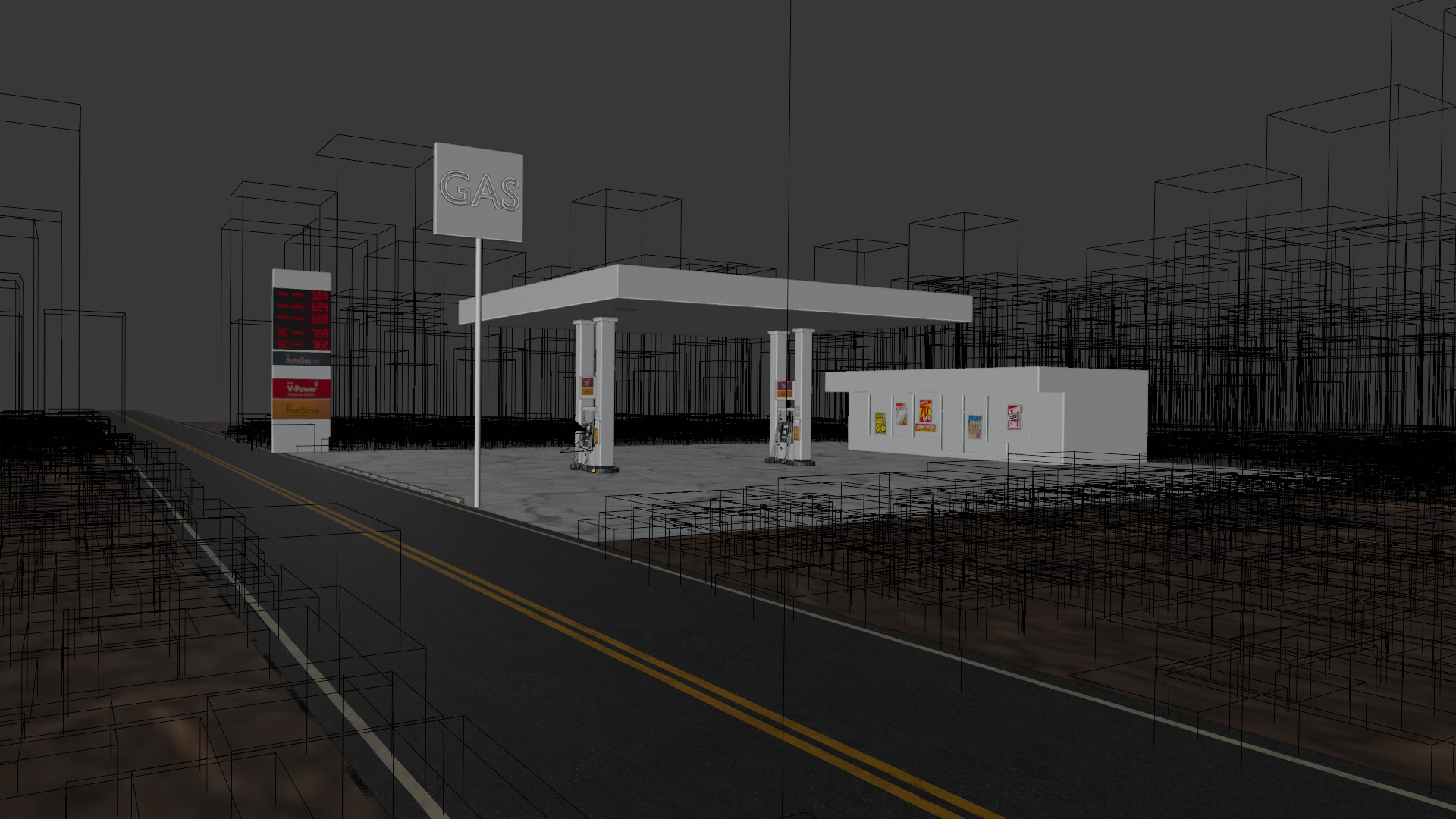 Gas station 3D model_4