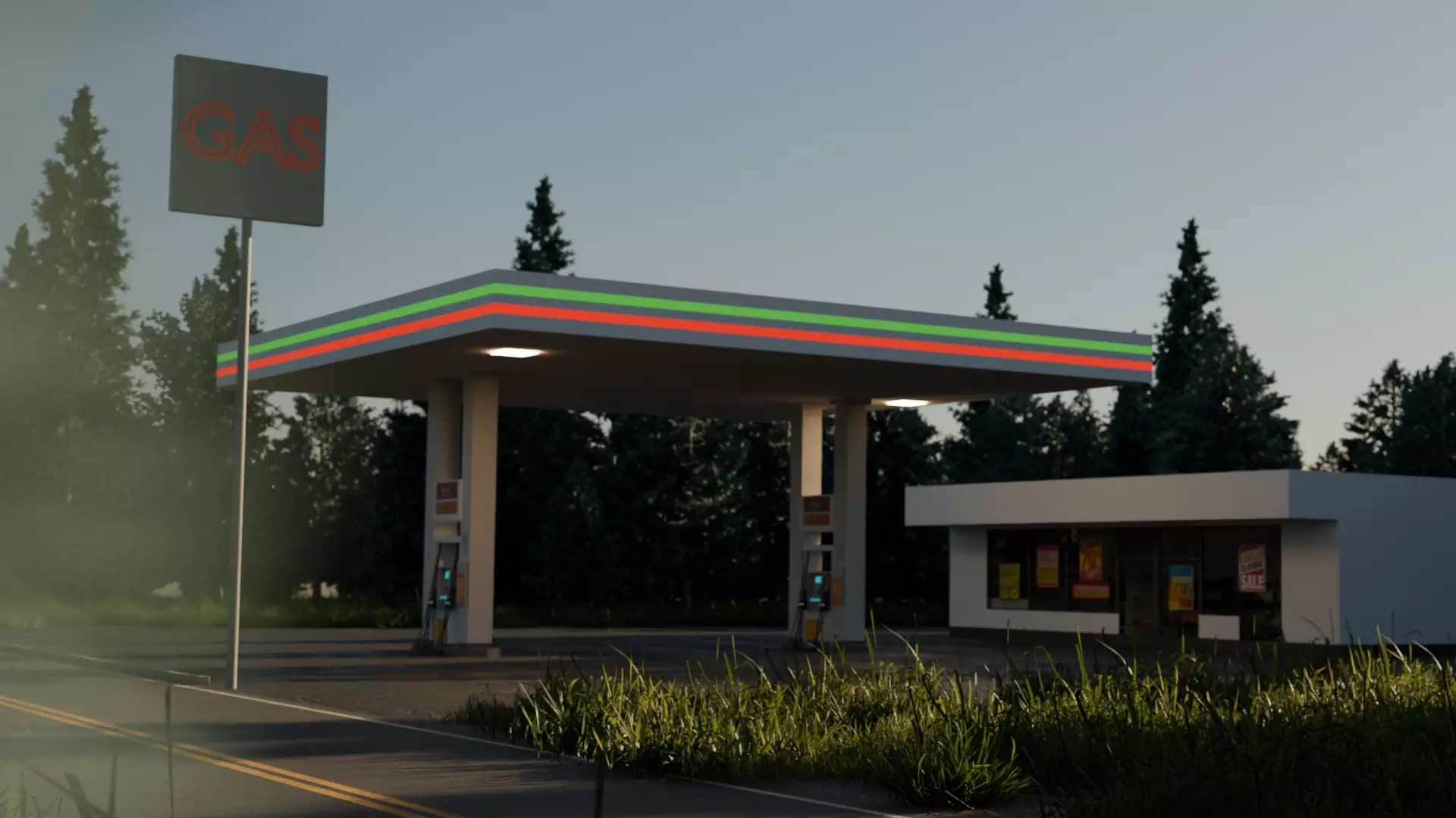 Gas station 3D model_0