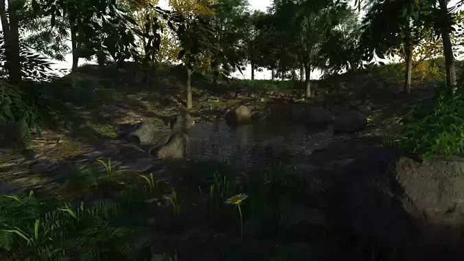 Forest Scene Low-poly 3D model