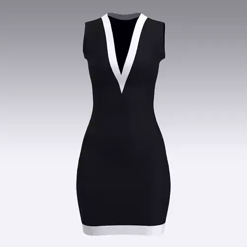 dress color block v neckline look Low-poly 3D model