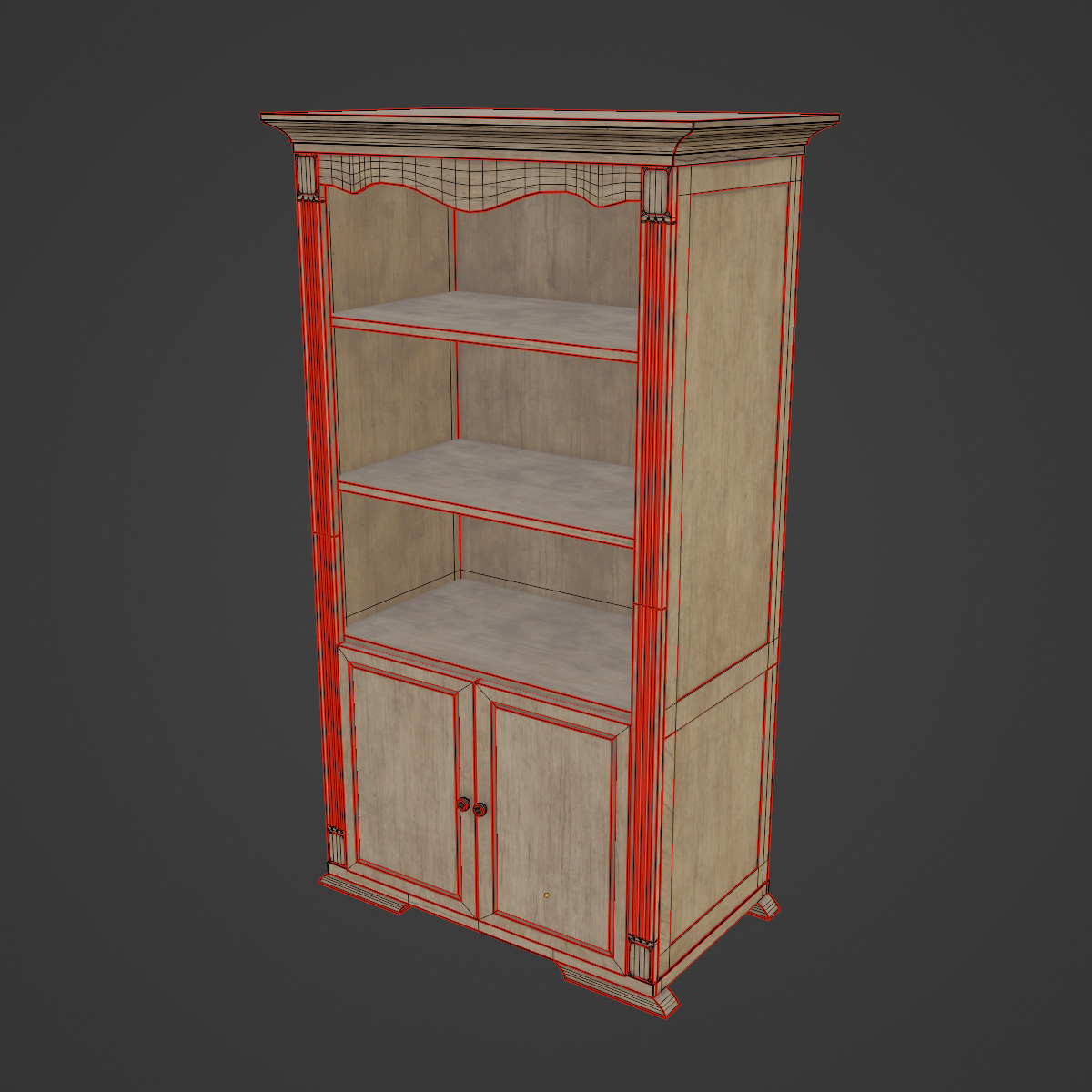 Antique Cupboard 03 Low-poly 3D model_7