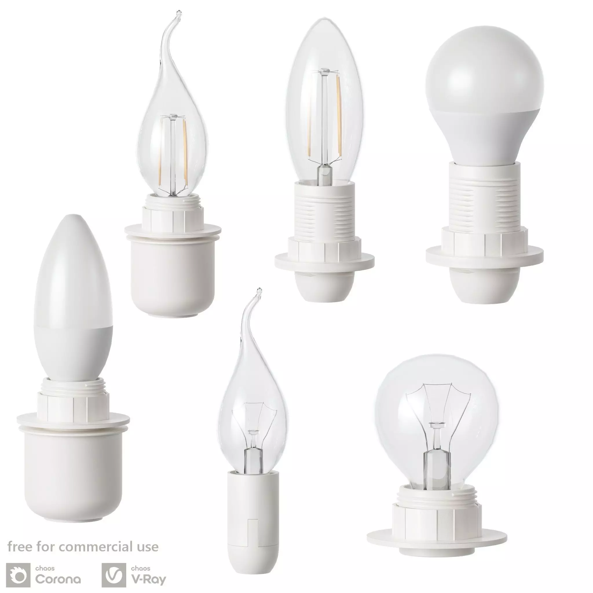 Bulb Set LED Halogen E14 3D model