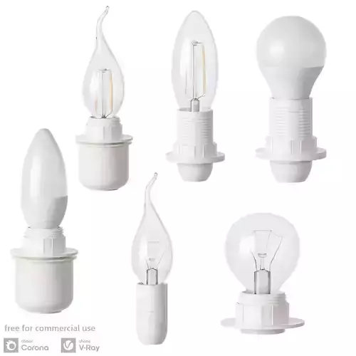Bulb Set LED Halogen E14 3D model