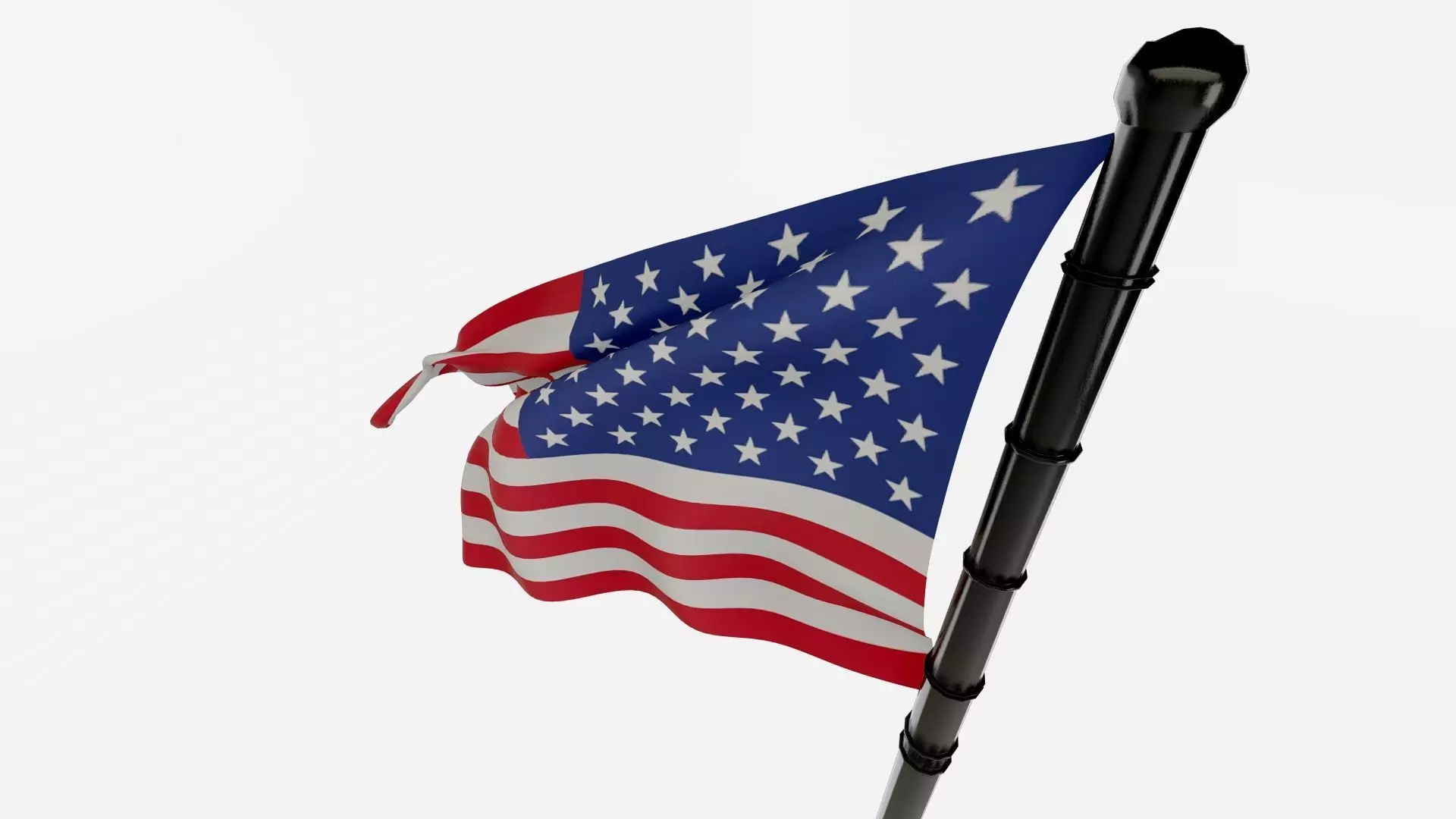 American USA 3D Model Flag on Flagpole High-Quality for All Free low-poly 3D model_0